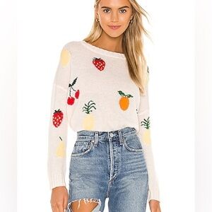 RAILS Sweater Ivory Perci Fruit Cashmere Alpaca Wool Intarsia Knit M